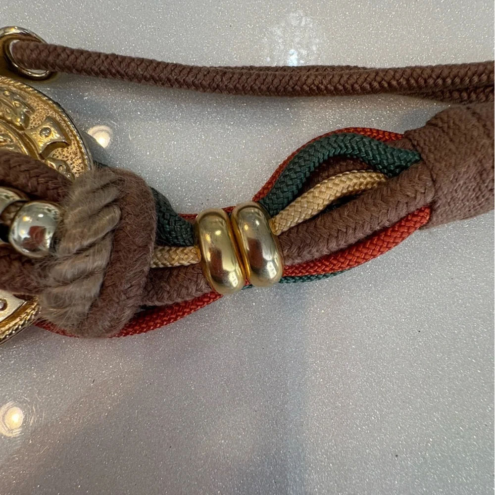 Vintage 70’s 80’s Belt Braided Multicolor Gold Accents Eccentric Grandma Chic